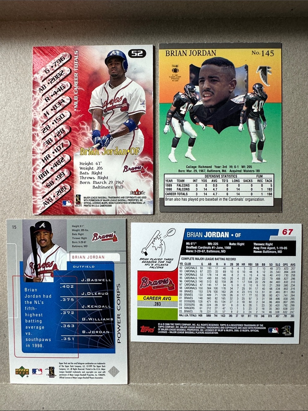 Deion Sanders & Bo Jackson 2-sport athlete lot of 16 w/ Brian Jordan - Picture 11 of 11